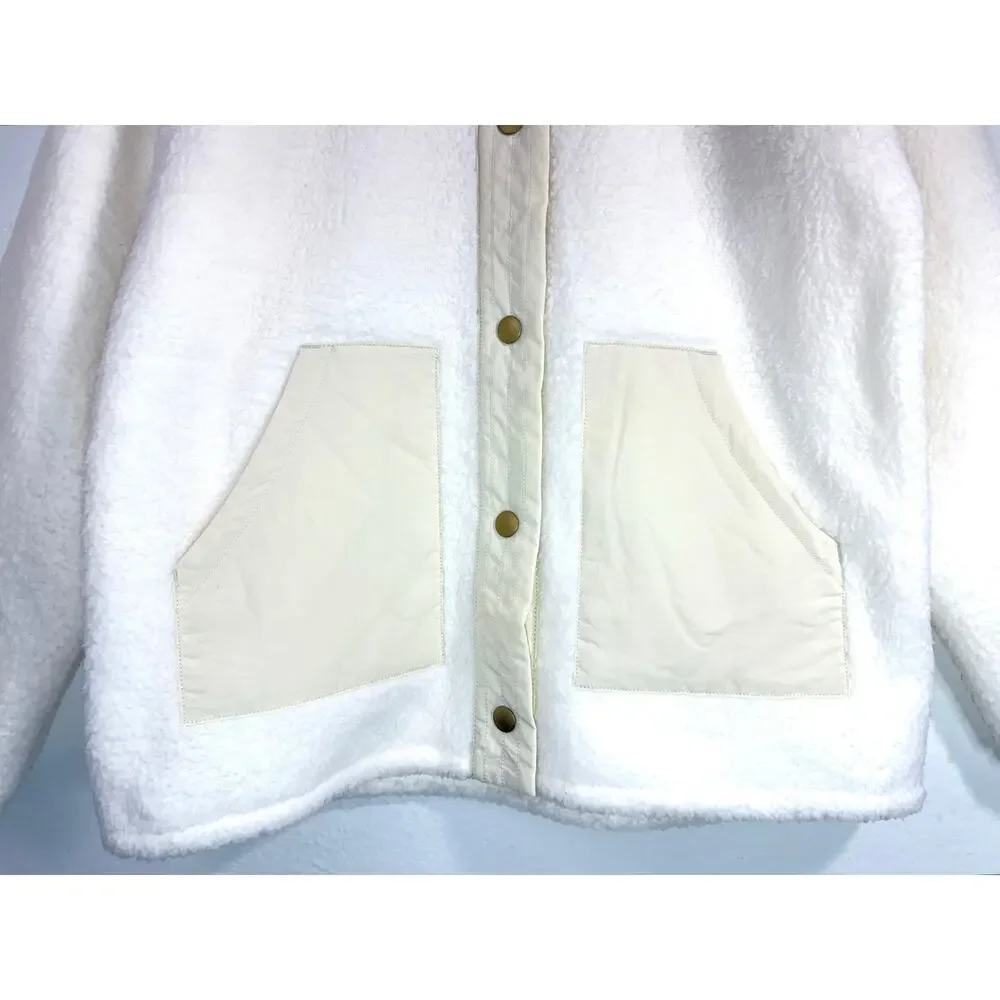 NWT J.Crew Teddy Sherpa Lady Jacket Ivory Cream Sz Small BK301 Snap Front Cozy